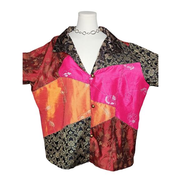 Vtg 90s Indigo Moon Patchwork Bright Colorful Funky Festival Rave Coat Sz XXL - Picture 2 of 8